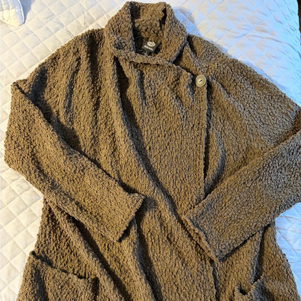 Bobeau Textured Tan Teddy Jacket